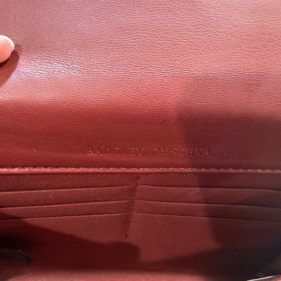 Badgley Mischka Quilted Crossbody Bag Designer Purse with Studs; Color - Wine - Picture 6 of 7